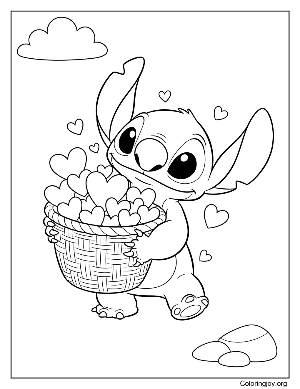 Stitch with a Basket of Hearts