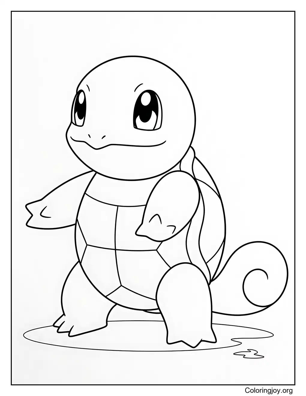 Cartoon outline Squirtle coloring printable page