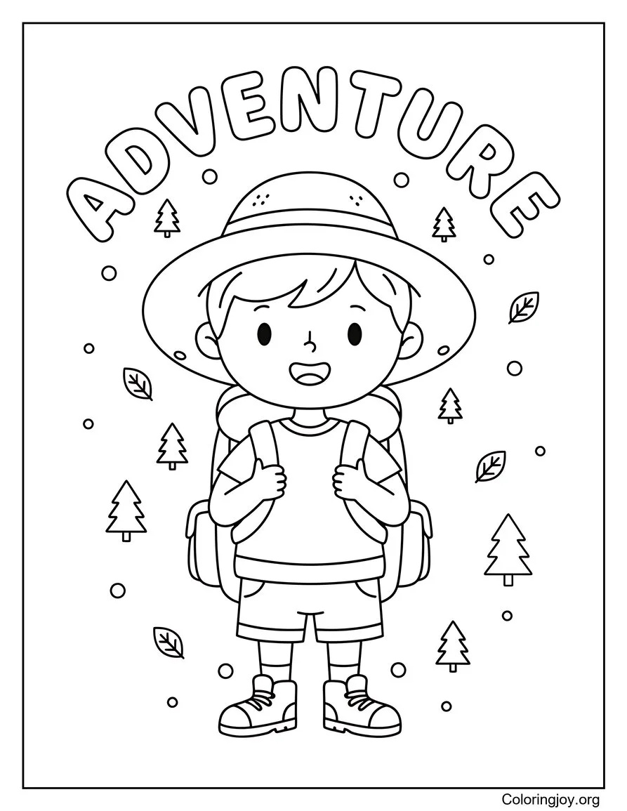 Outdoor Adventures Summer Coloring Page Nature Theme