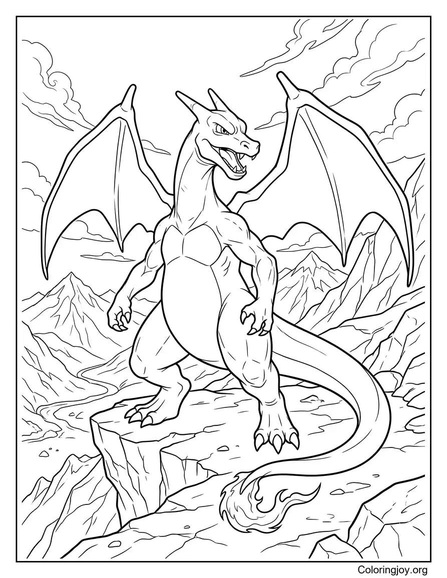 Realistic Charizard Coloring Page