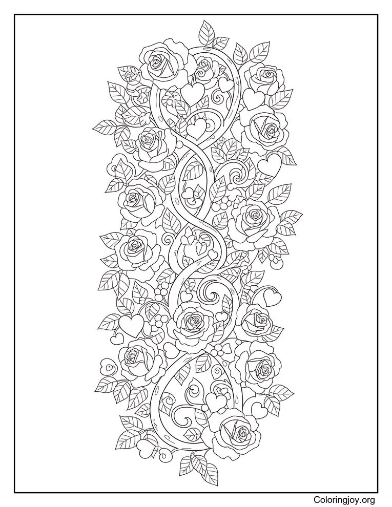 Rose Vine Coloring Page