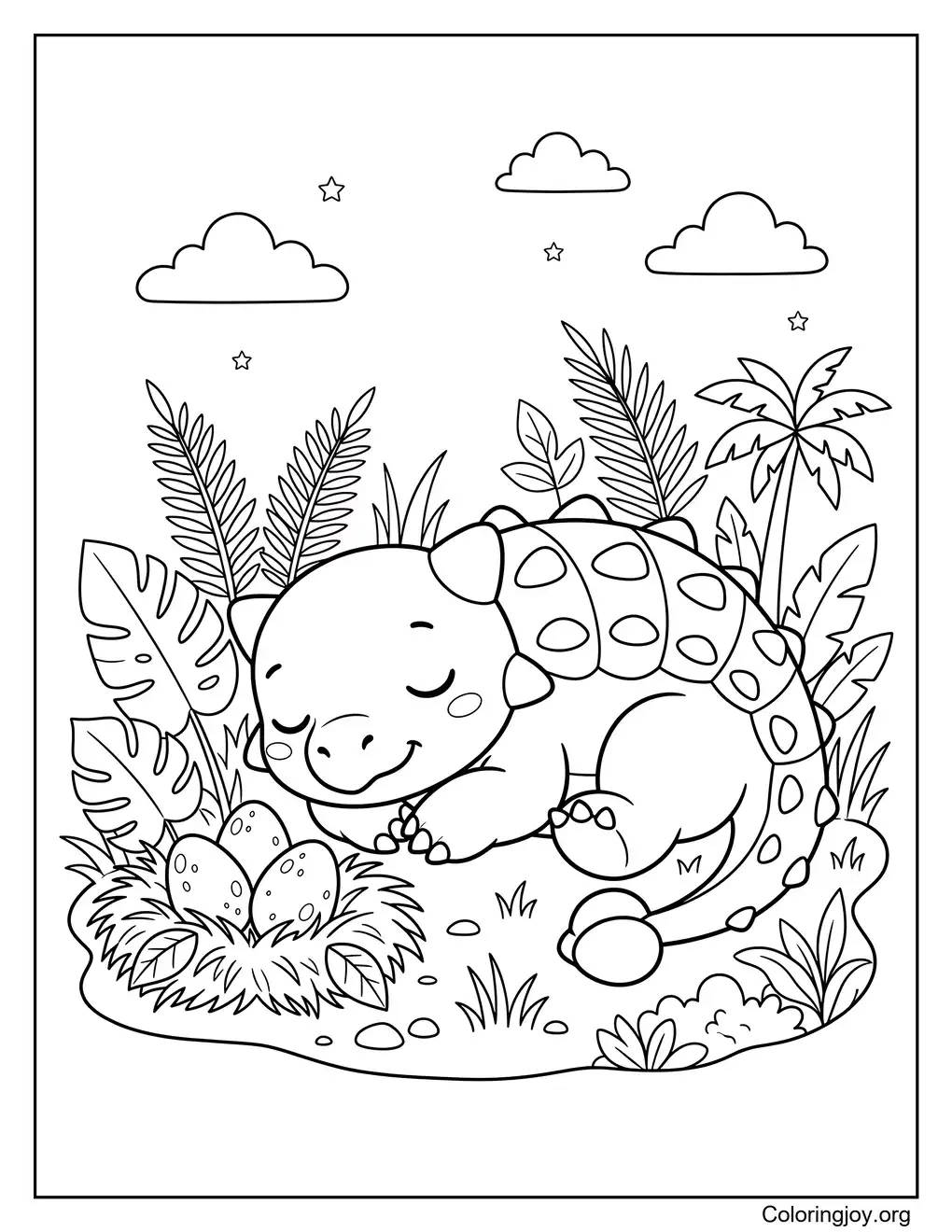 Sleeping Baby Ankylosaurus Scene