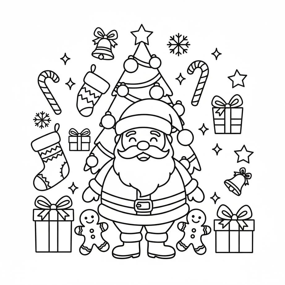 doodle christmas coloring page