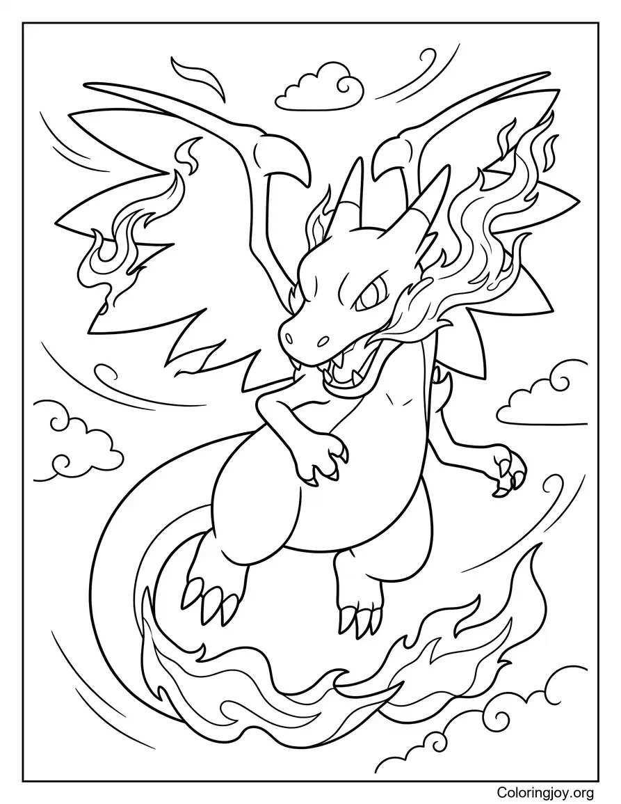 Mega Charizard X Coloring Page
