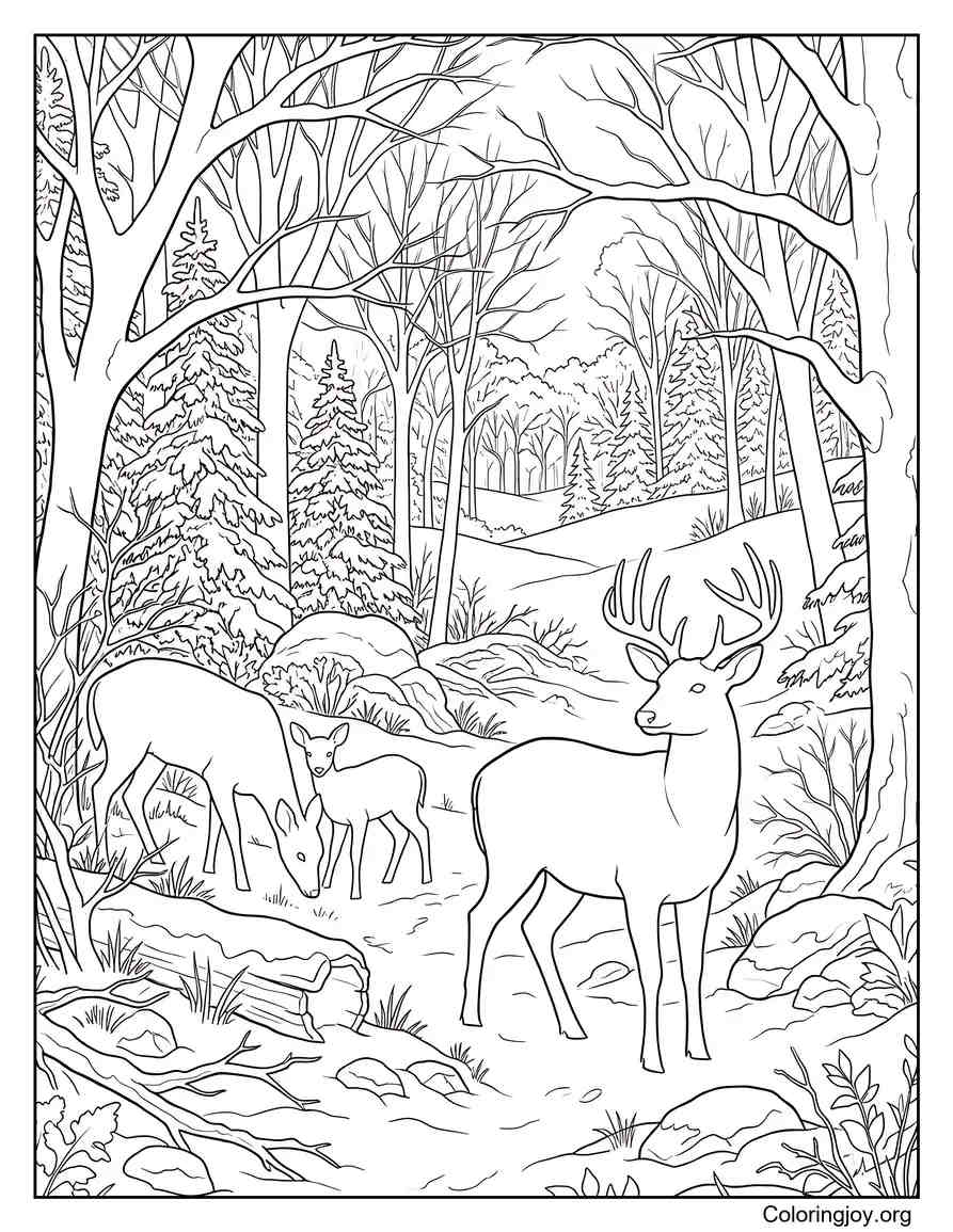 Winter Deer Landscape