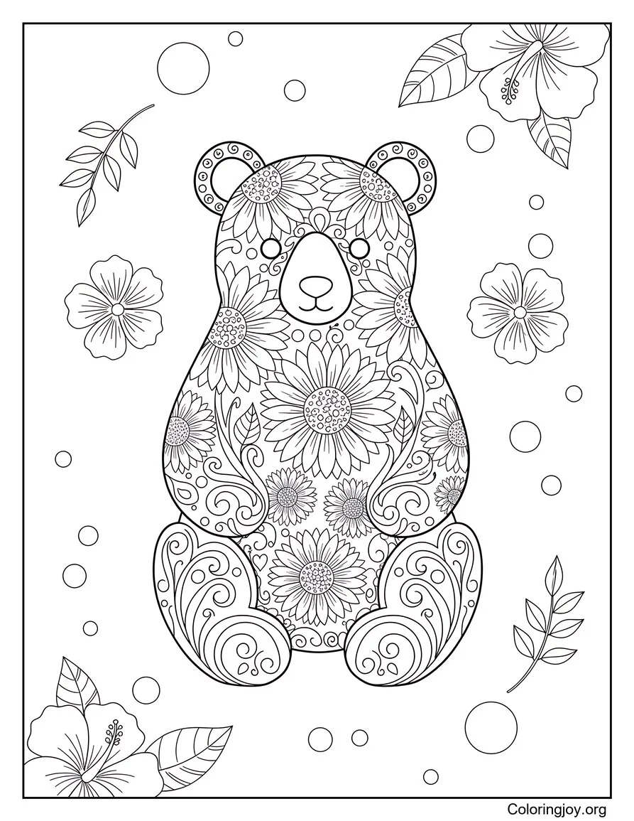 Aesthetic Floral Bear Design