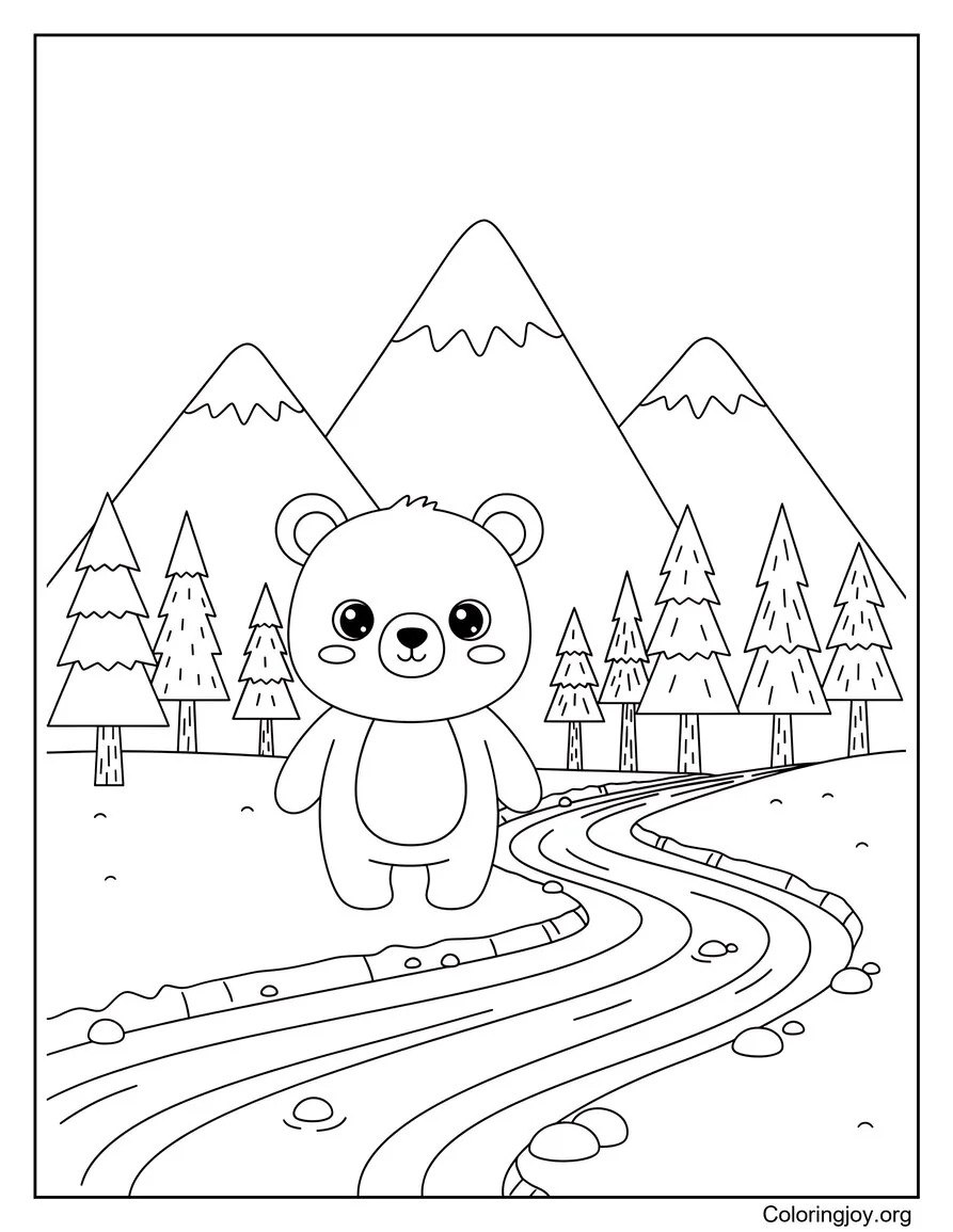 Bear in Mountain Landscape