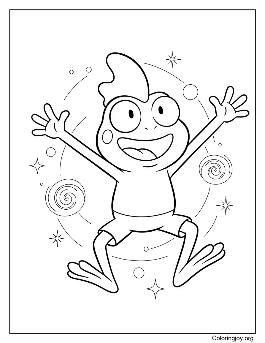 Sprig Plantar jumping with excitement in a lively Amphibia adventure moment.