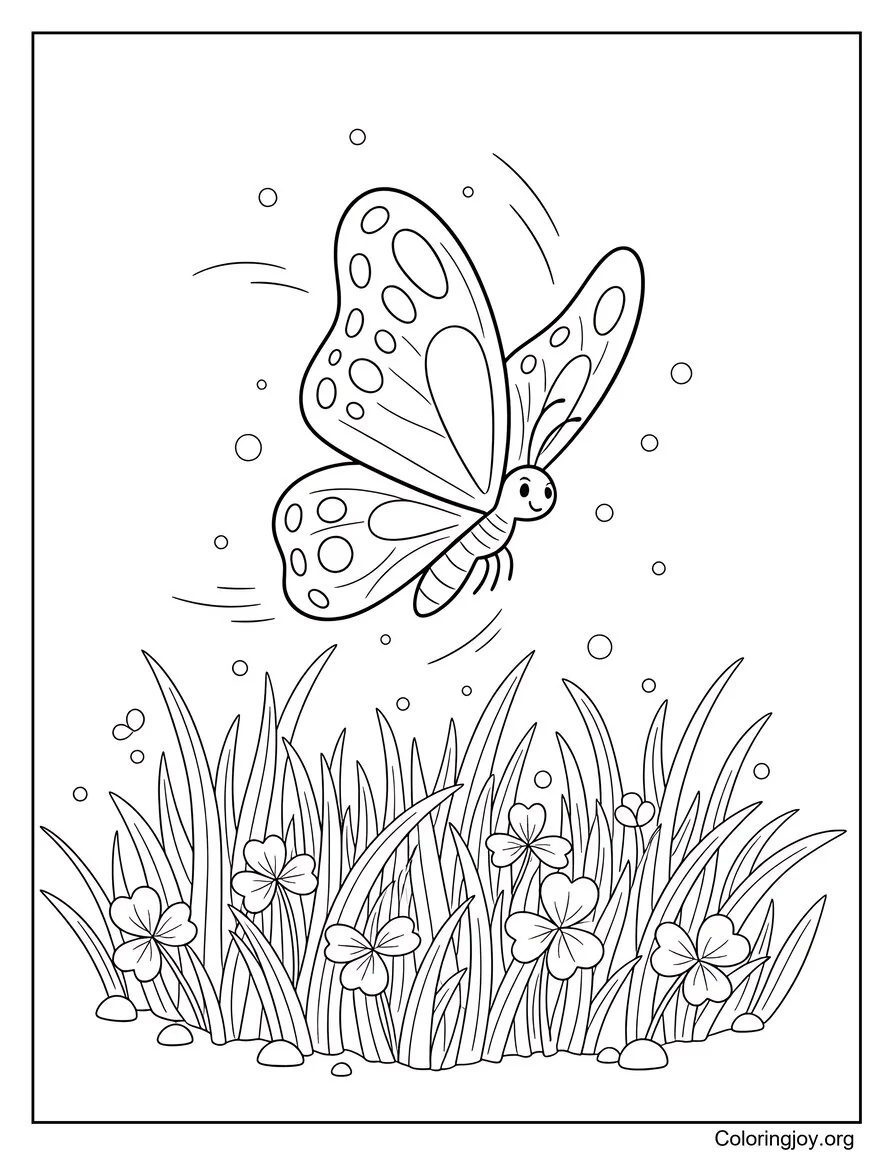 Butterfly Flutters Among Fresh Grass