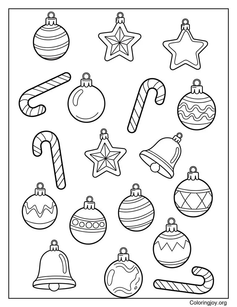 Christmas ornaments and candy canes printable