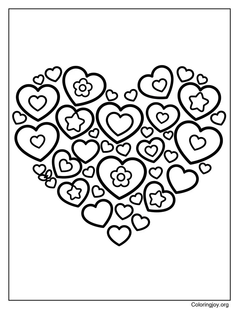 Heart Made Of Small Hearts Coloring Page