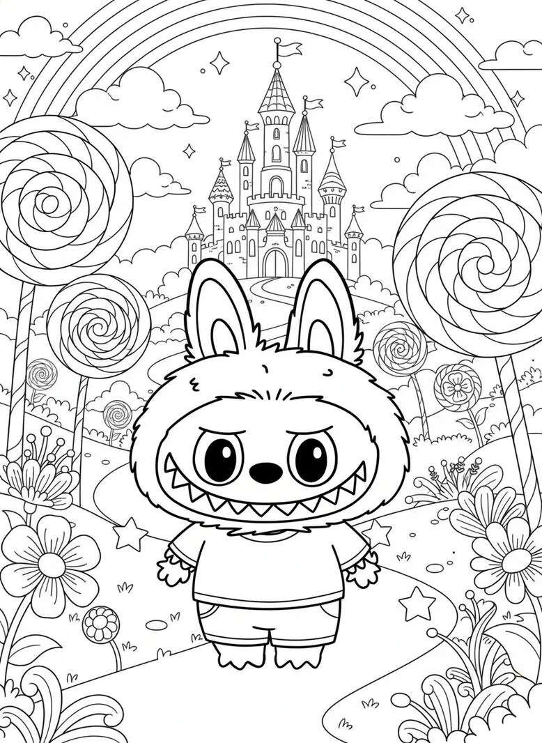 labubu magical world coloring page