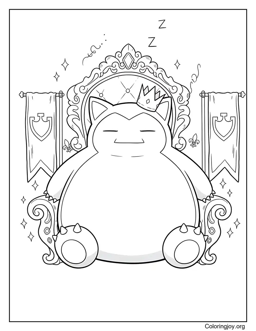 Wearing a Crown Snorlax Coloring Sheet