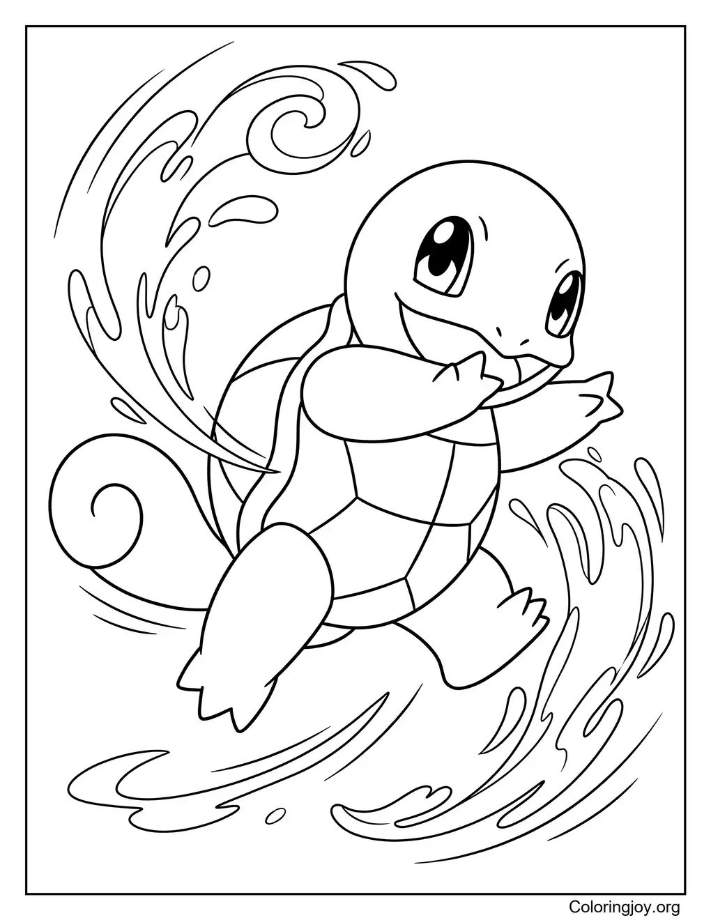 Action pose Squirtle coloring sheet