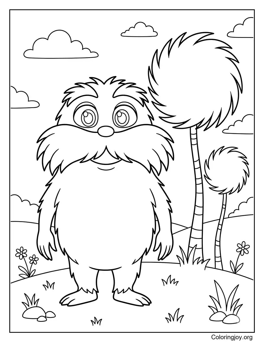 The Lorax Standing Beside Colorful Truffula Trees