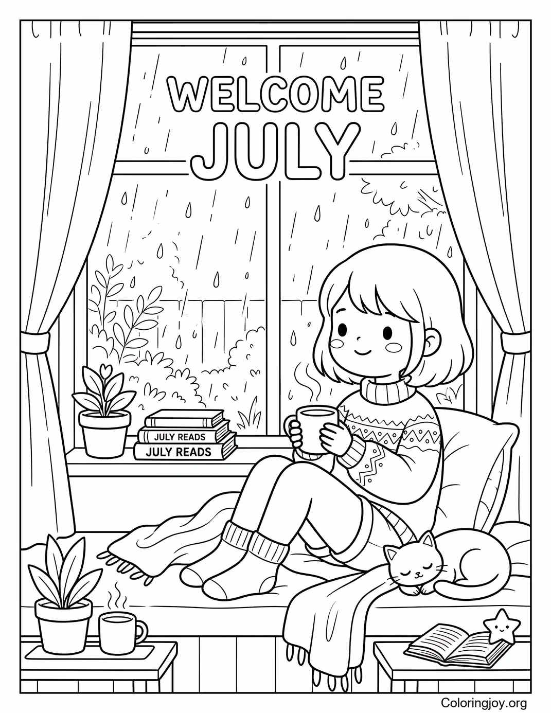 July Rainy Window Coffee Moment