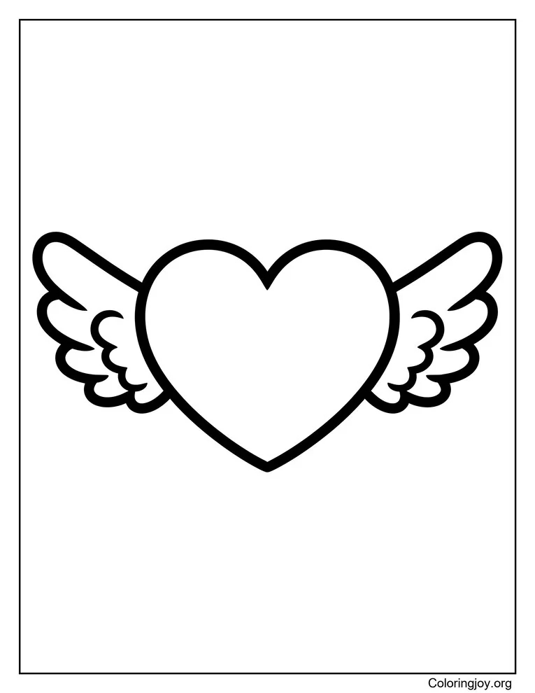 Heart With Wings Coloring Page