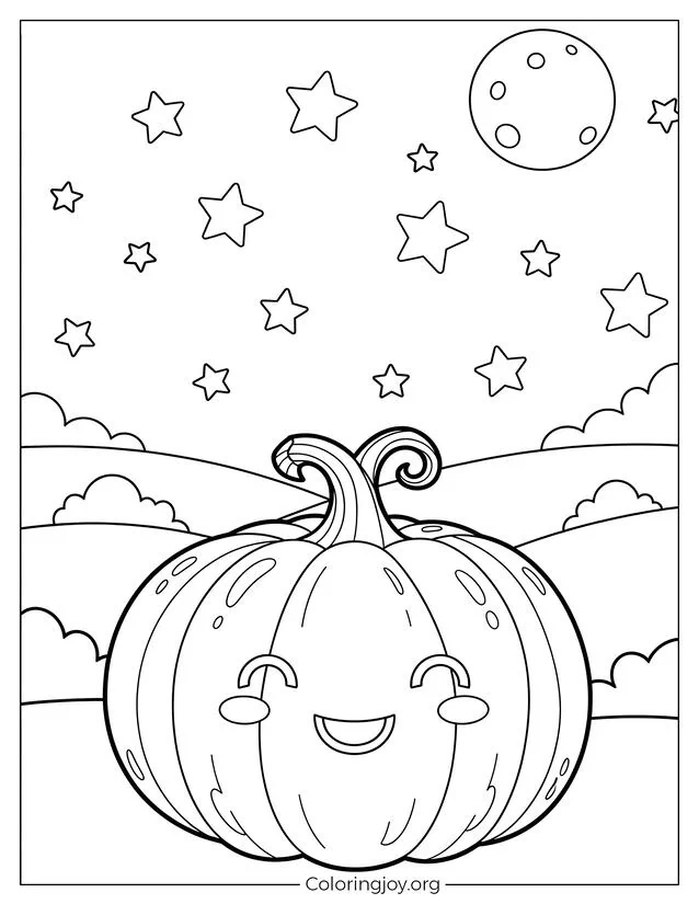 Easy to color Starry Night Pumpkin