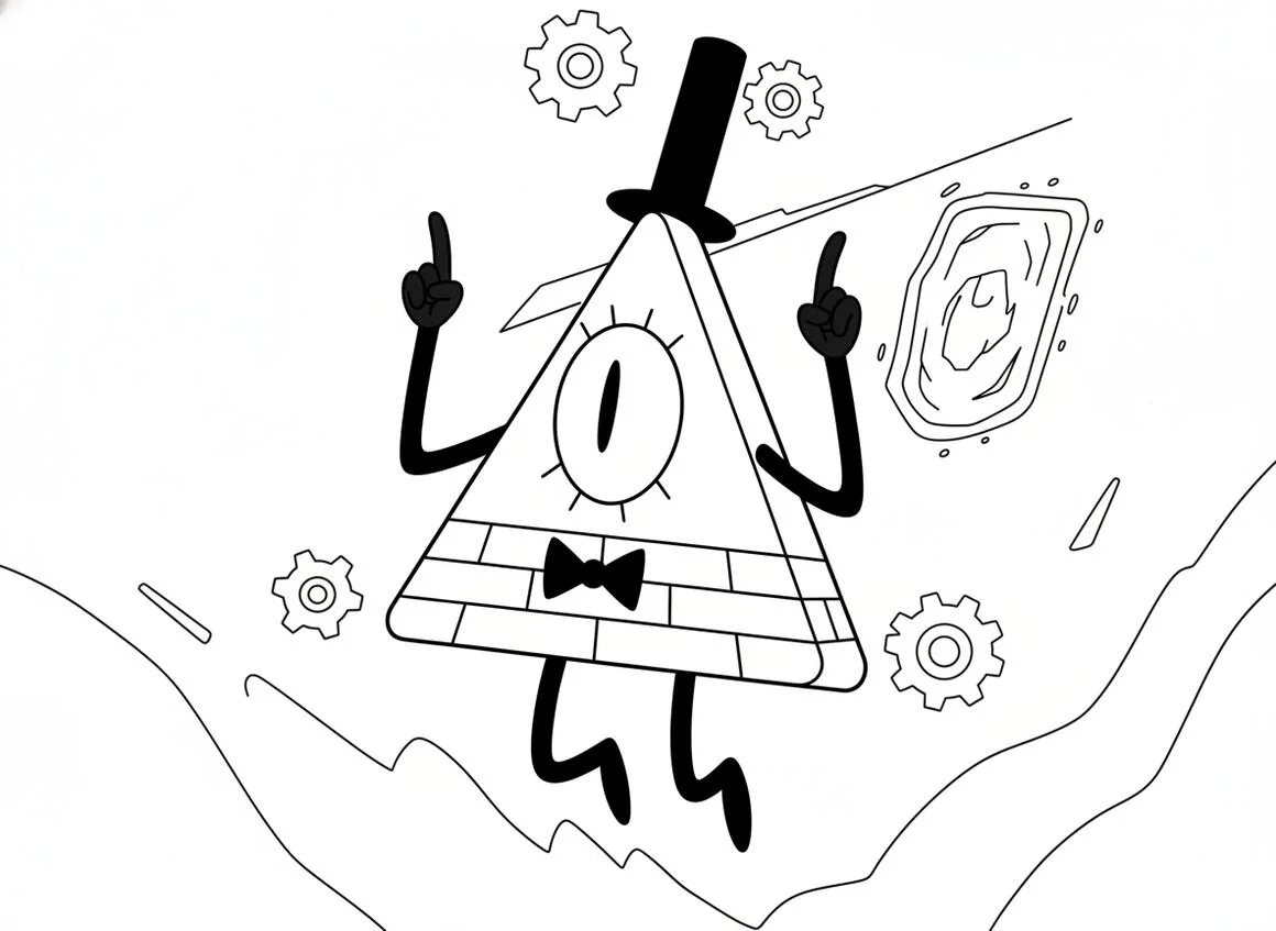 Gravity Falls Bill Cipher Outline Coloring Sheet