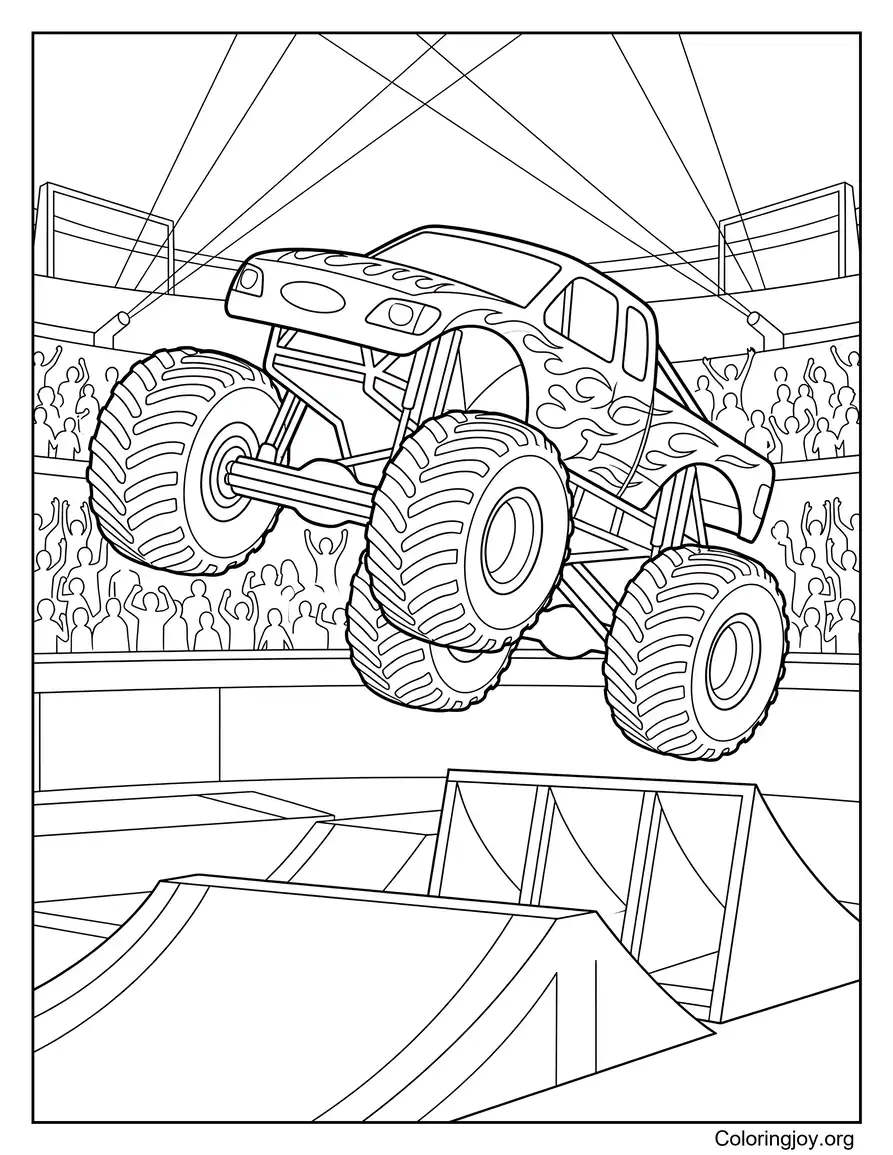 Monster Truck Freestyle Championship Picture to Color