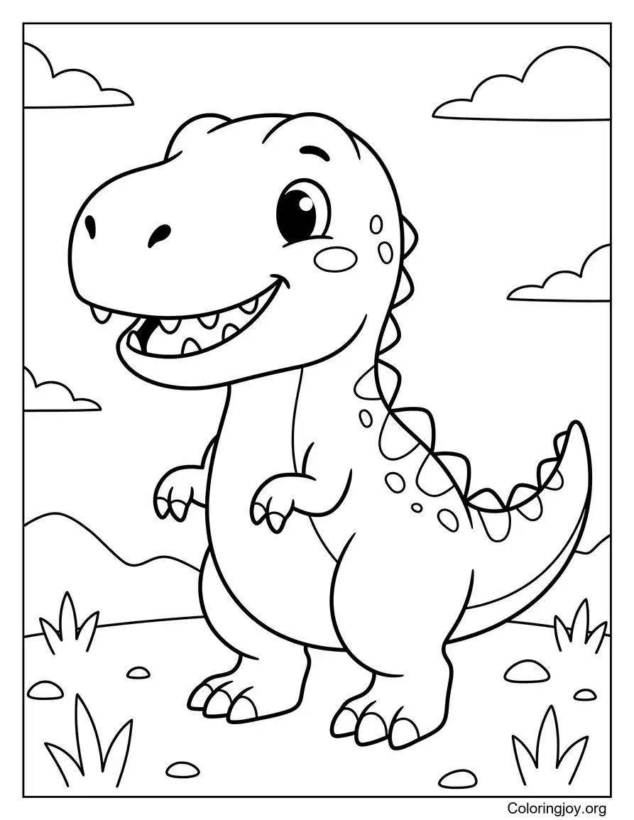 Adorable Baby T-Rex Printable Coloring Page