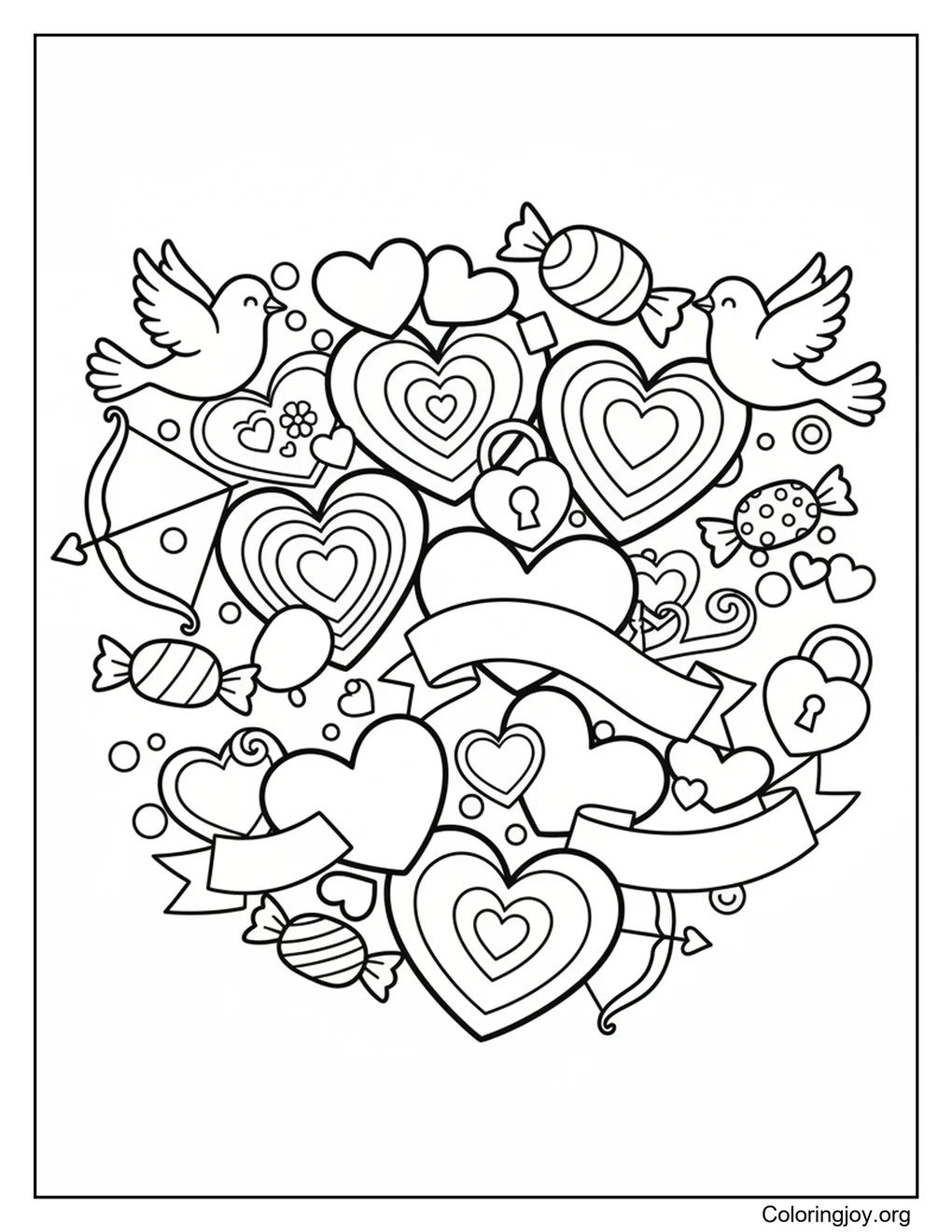 Heart Valentine Coloring Page