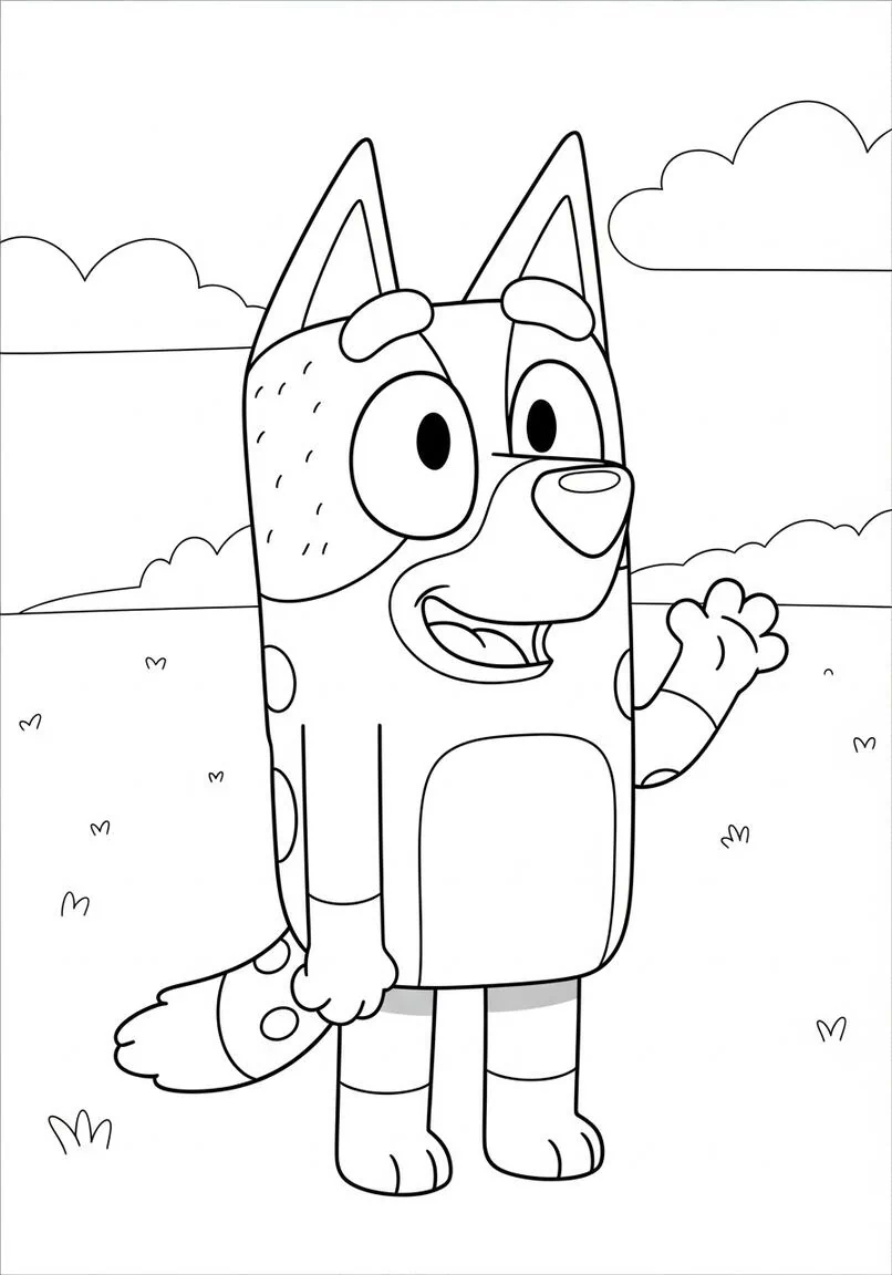 Bandit Heeler Waving Friendly Smile Coloring Page