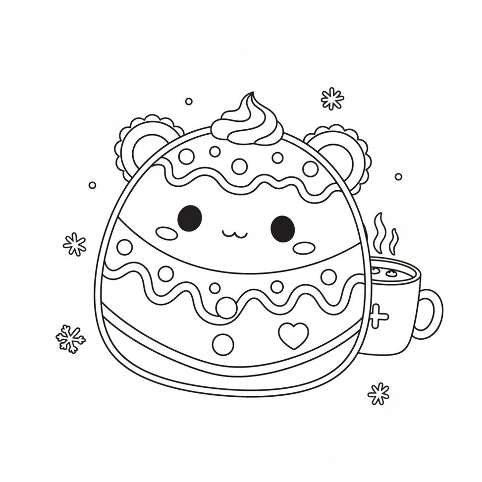 Cute Gingerbread Squishmallow Coloring Page