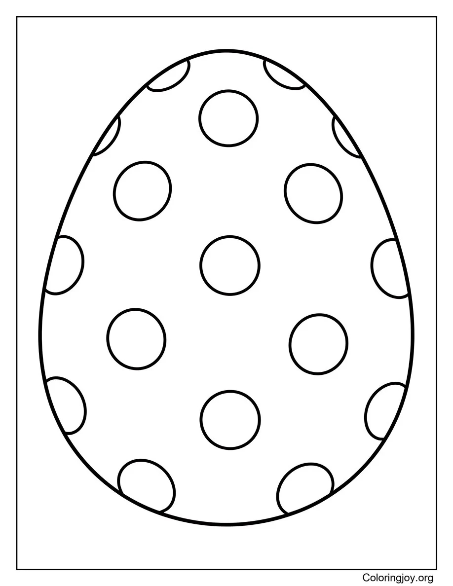 A single large egg with classic polka dots waits to be colored.