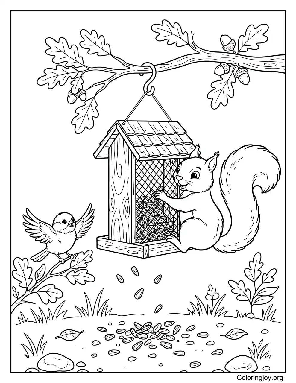 Raiding a Bird Feeder with a Squirrel