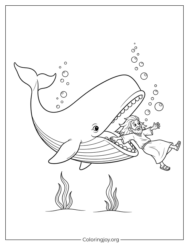 Jonah Being Swallowed Coloring Page
