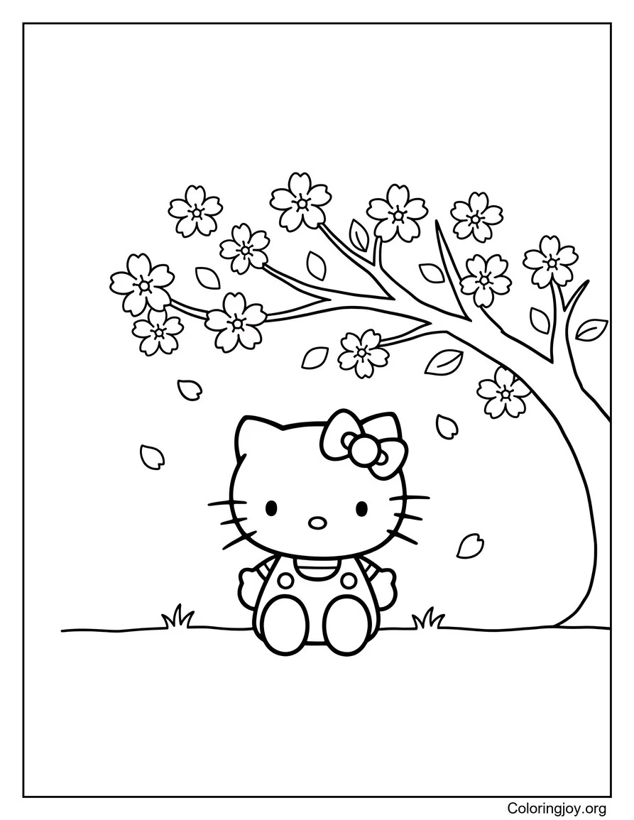 Hello Kitty Under Cherry Blossom Tree