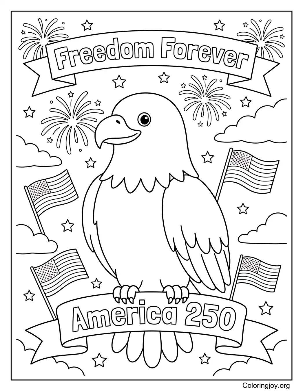 America 250 Eagle Coloring Page