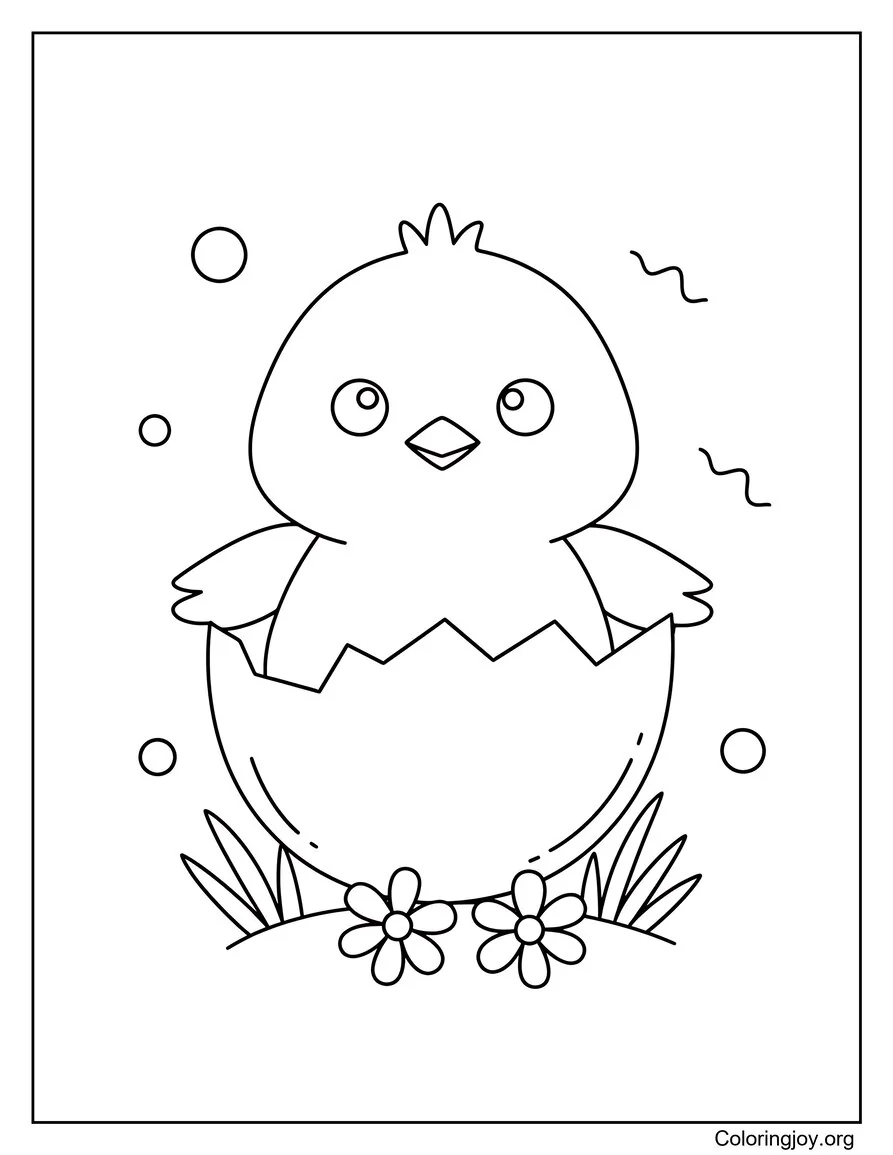 Cute chick hatching from an egg