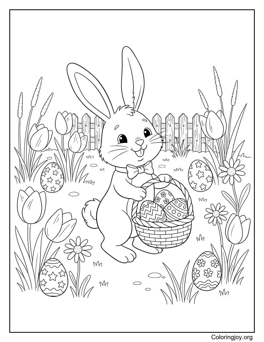 A large Easter egg displays fun swirling patterns in a simple meadow.