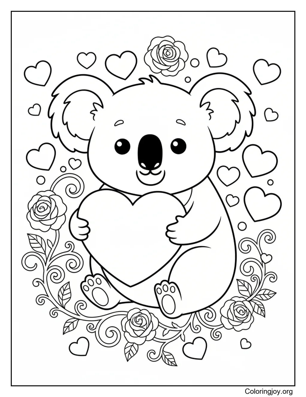An axolotl floats happily as Valentine hearts surround it.