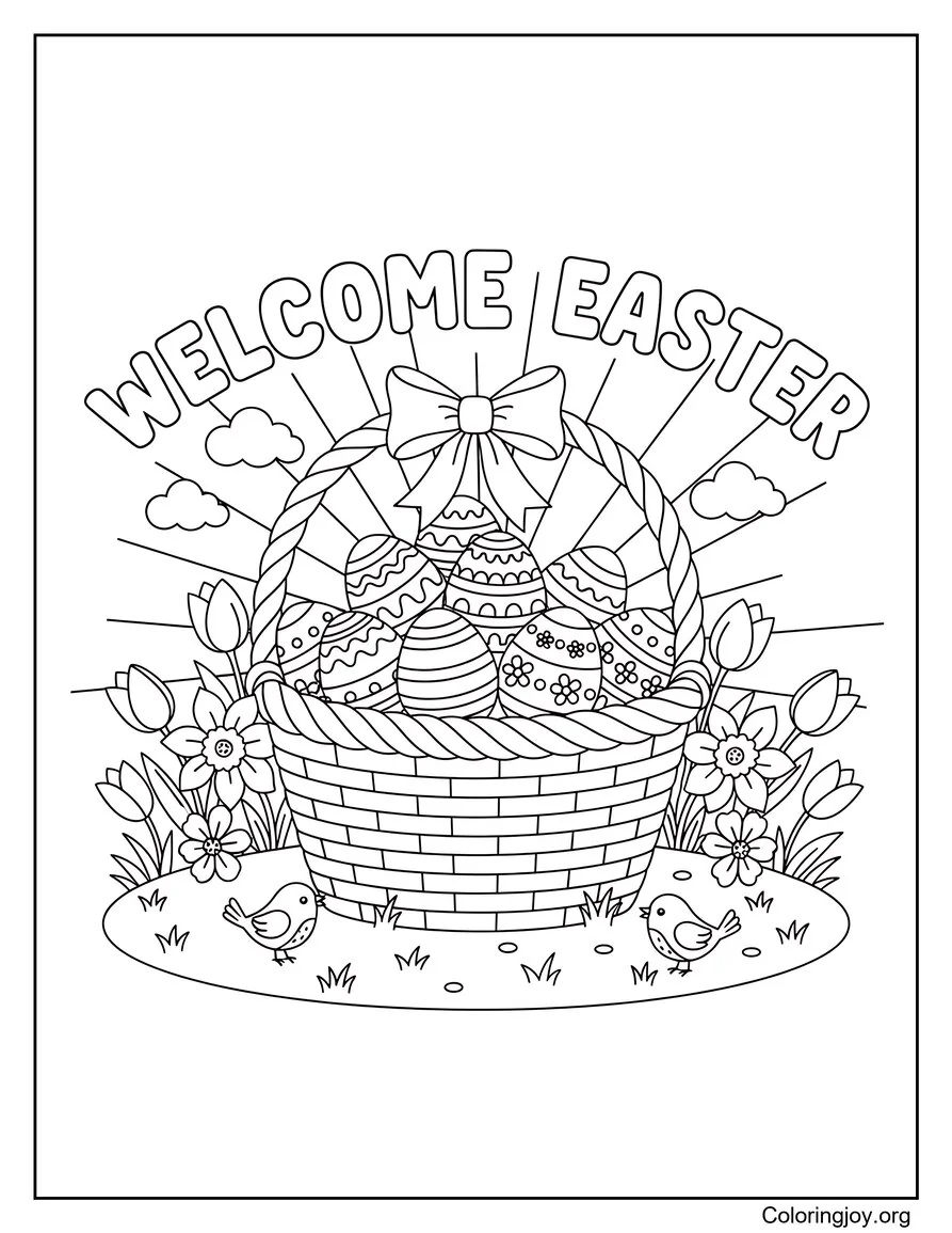 Welcome Easter Coloring Page