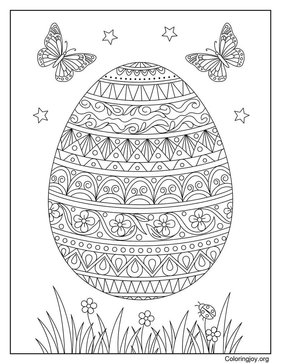 Mosaic Style Easter Egg Coloring Page