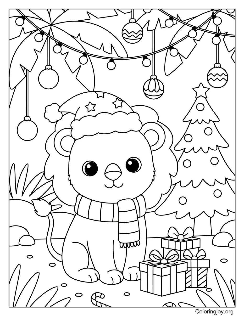 Lion celebrate christmas
