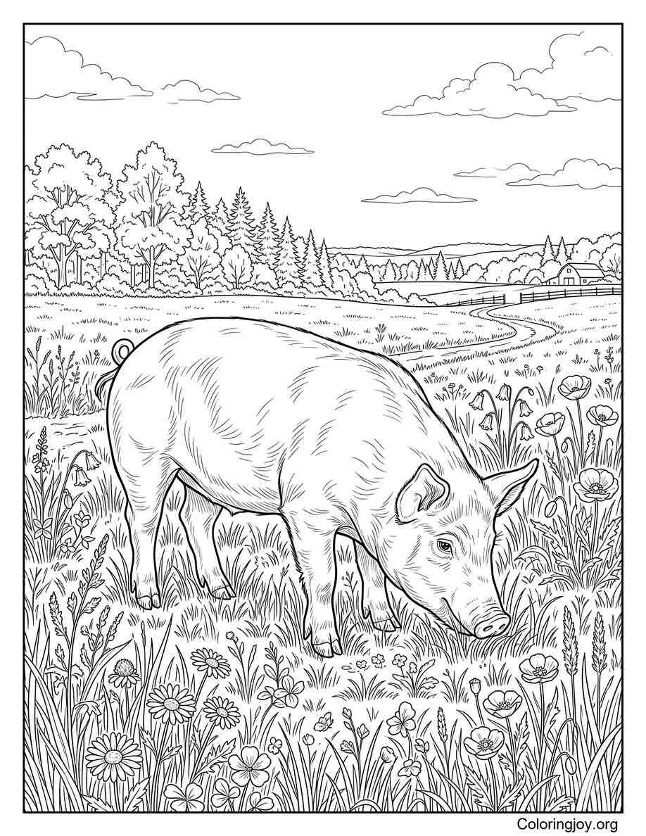 What you see is a pig standing in an open field.