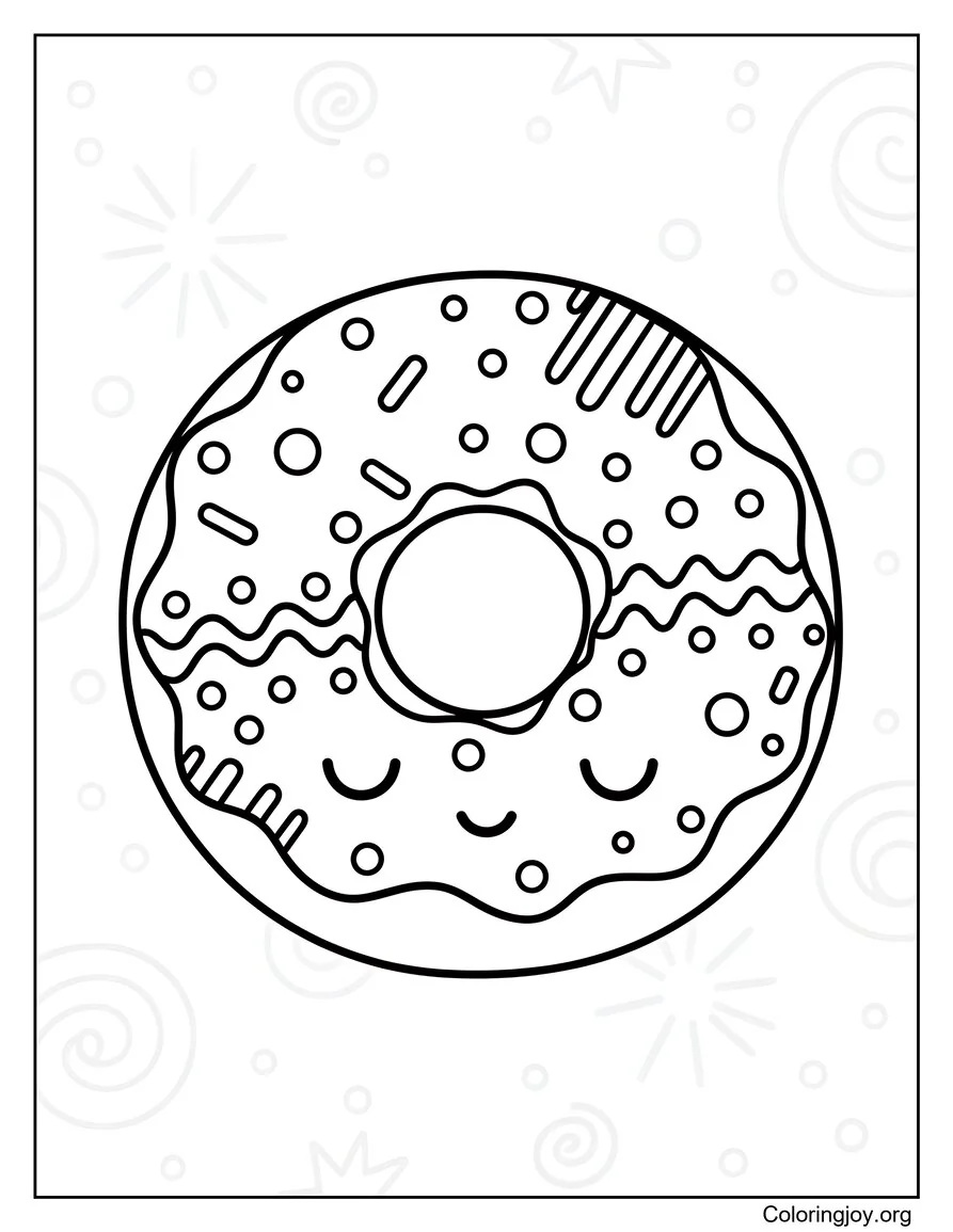 Textured Doughnut Colouring Page
