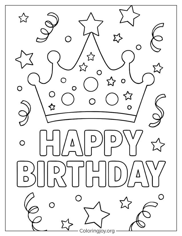 Kids’ Birthday Crown Coloring Picture