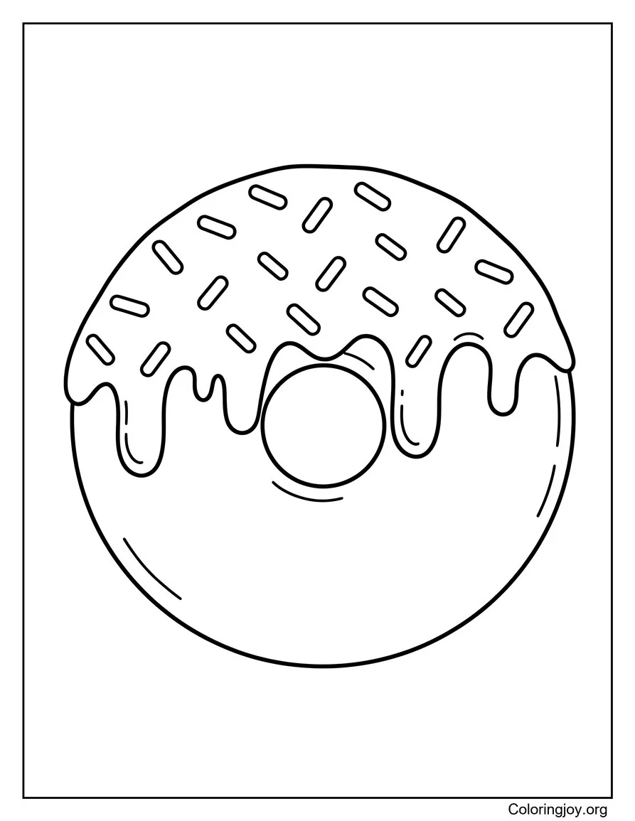 Here a large donut with thick frosting asks for bright, bold colors.