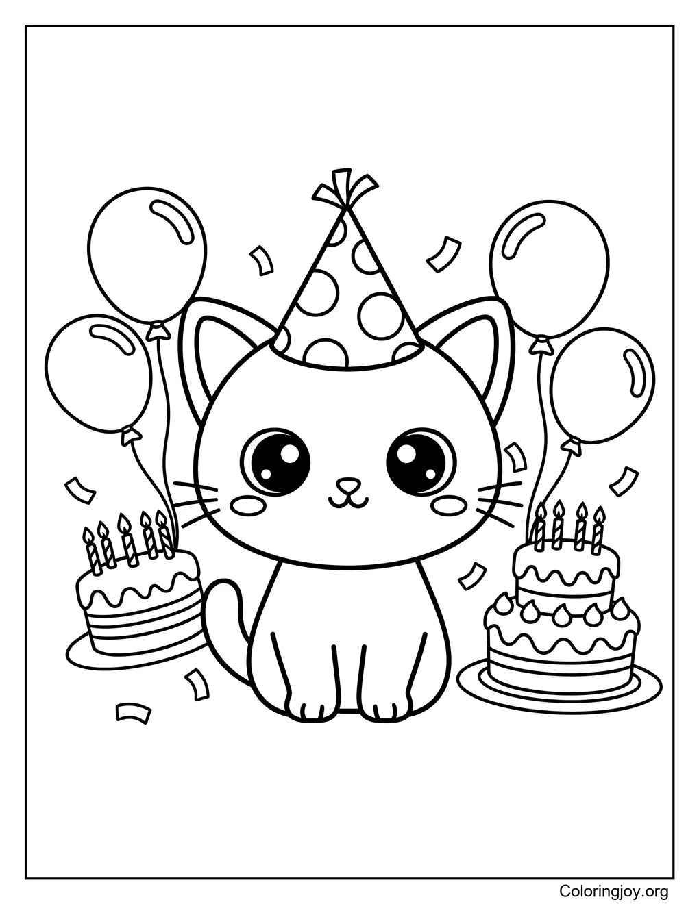 Celebration fills the scene as this cat enjoys a birthday surprise.