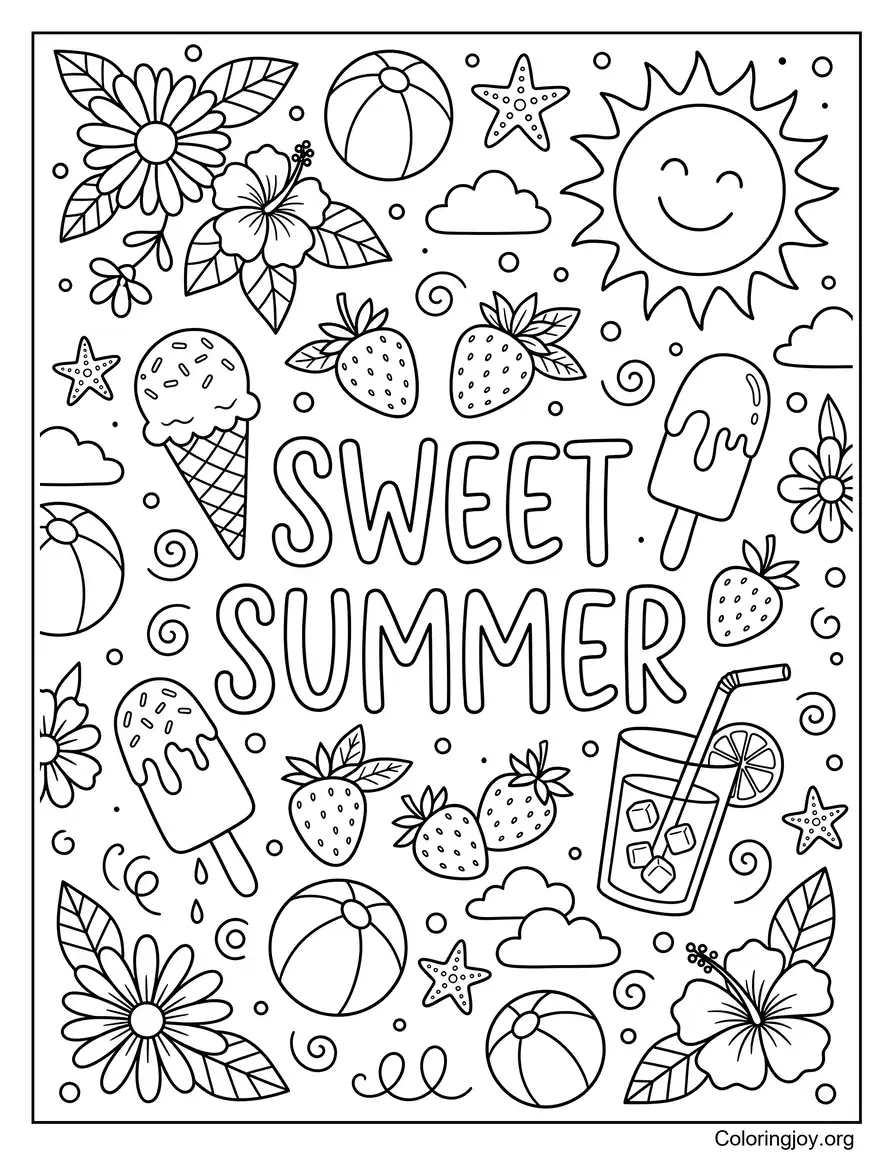 Sweet Summer Free Coloring Sheet