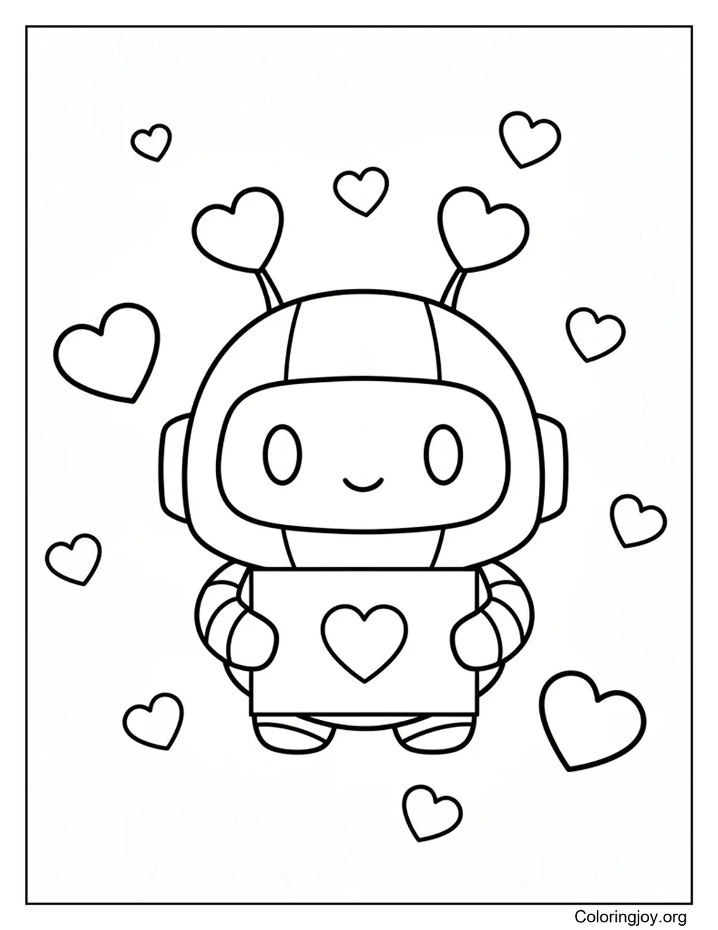 Hearts and a rainbow come together in a joyful Valentine scene.