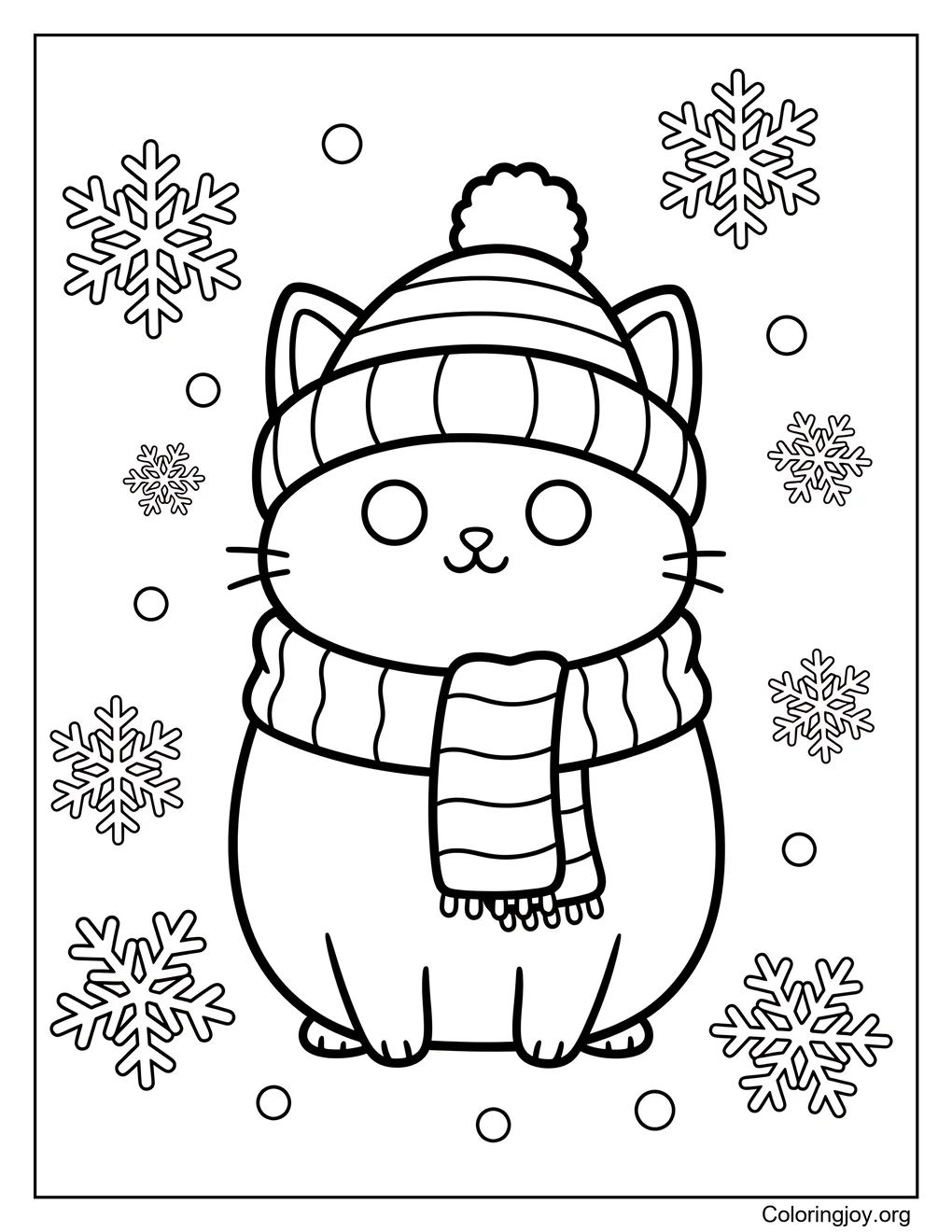 Bundled up for winter, this cat enjoys a chilly but cozy day.