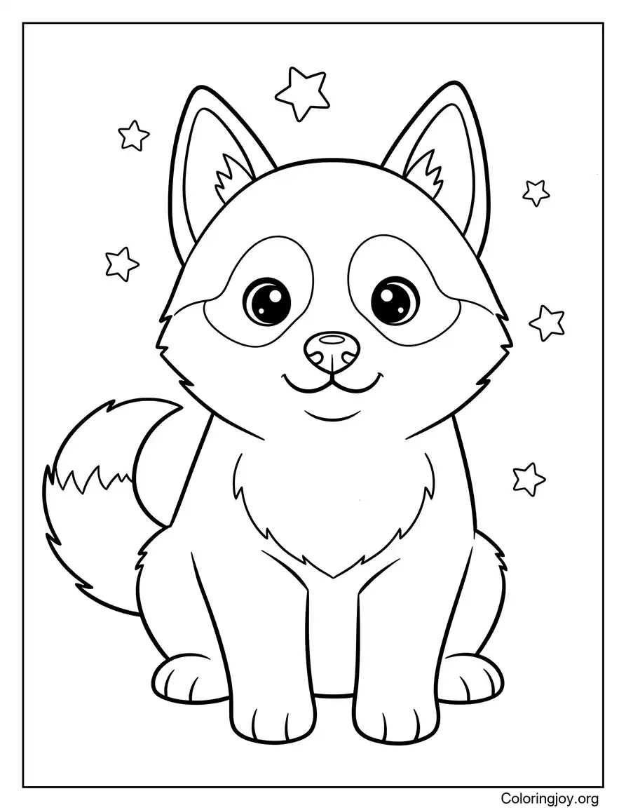 Husky for kids art with simple and fun style