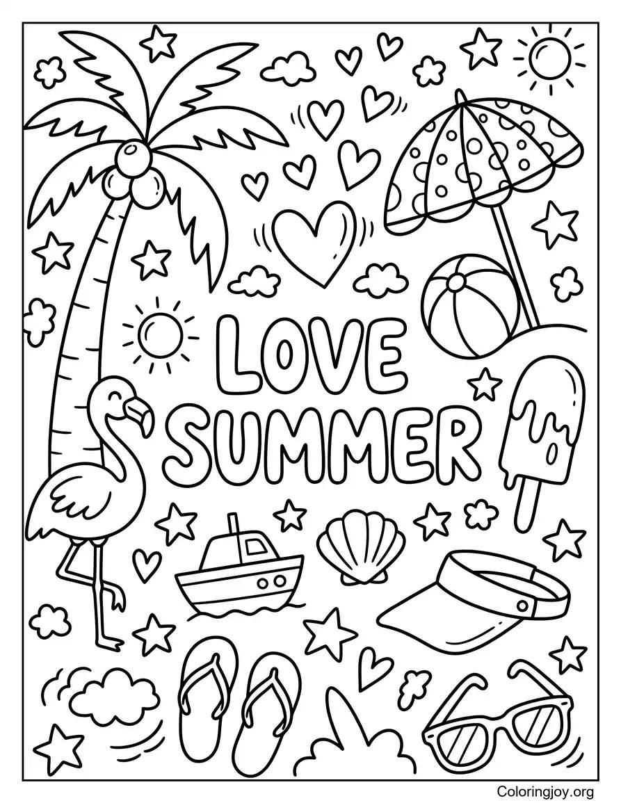 Love Summer Free Coloring Print