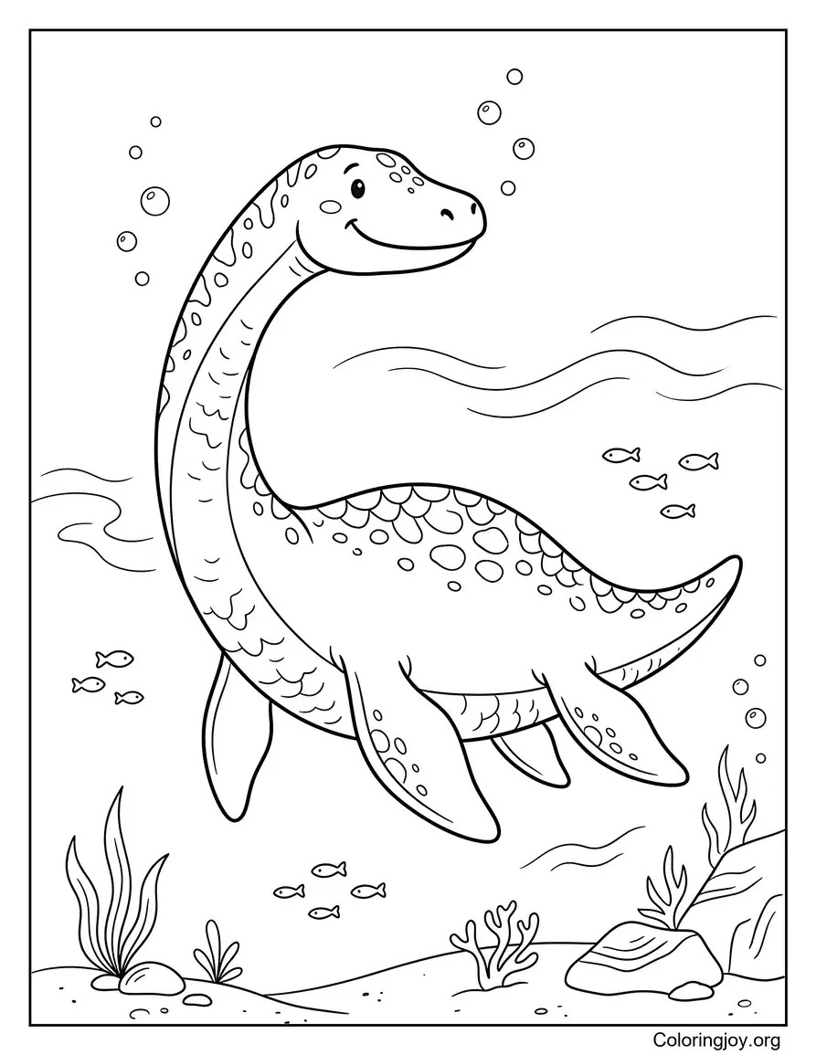 Underwater Dinosaur Fantasy Coloring Sheet